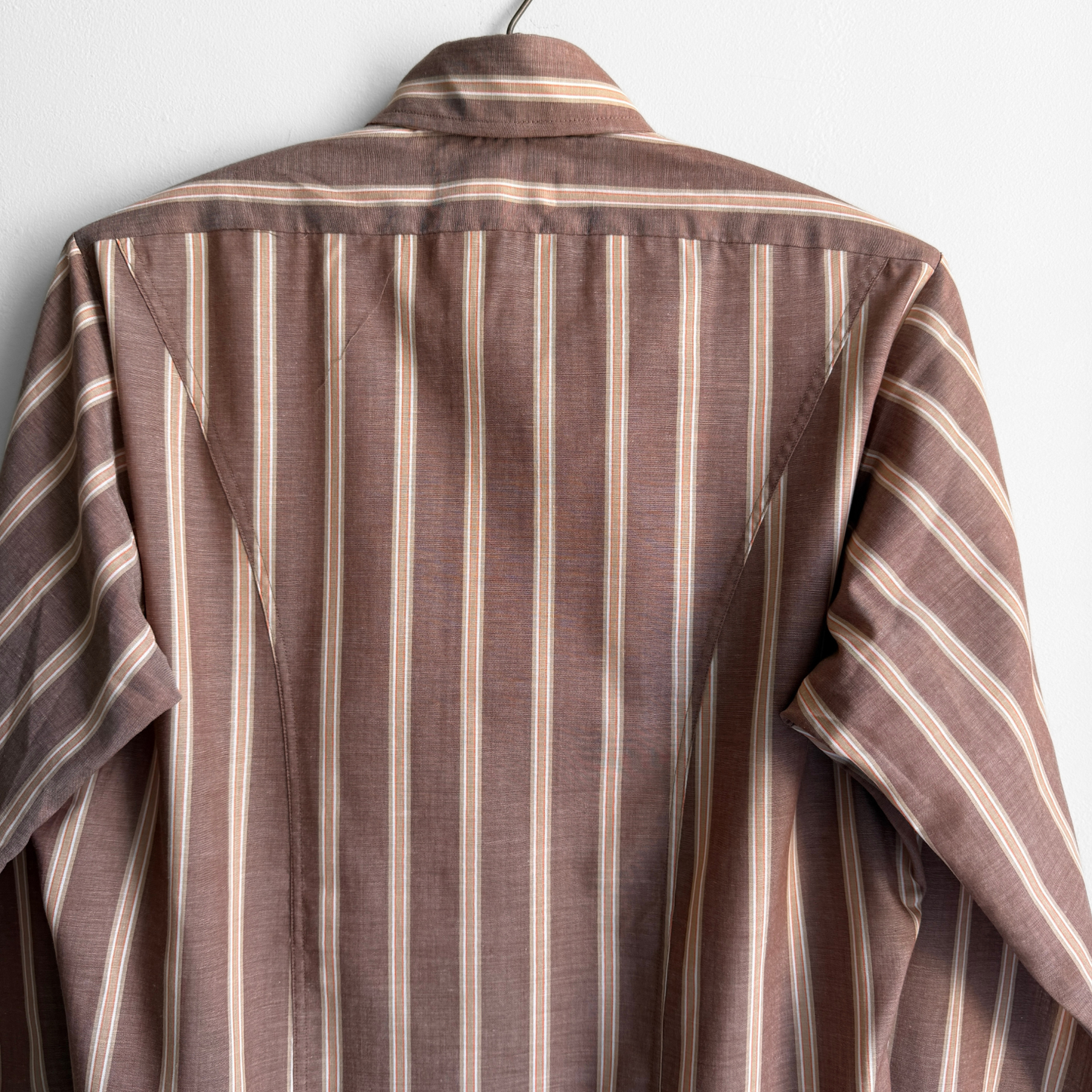 1970s Light Brown Striped Dress Shirt
