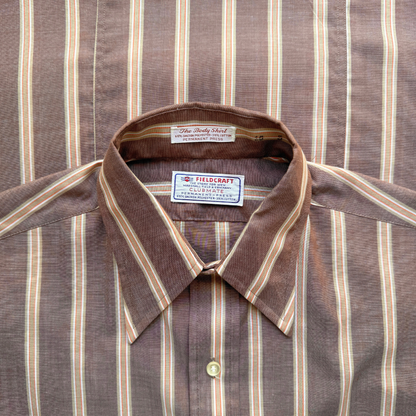 1970s Light Brown Striped Dress Shirt