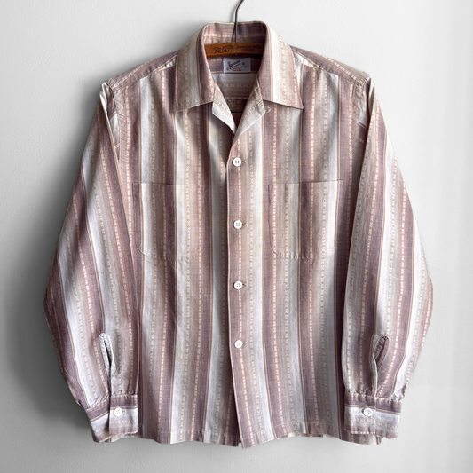 1960s Light Brown Striped Sport Shirt