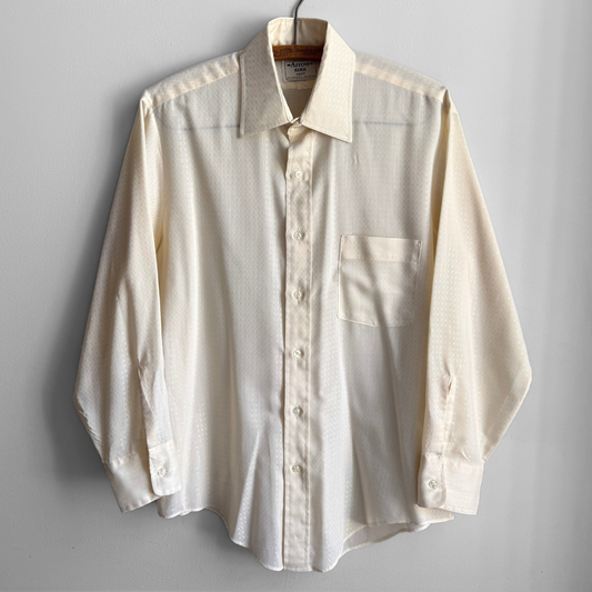 1970s Light Yellow Monogram Print Sport Shirt