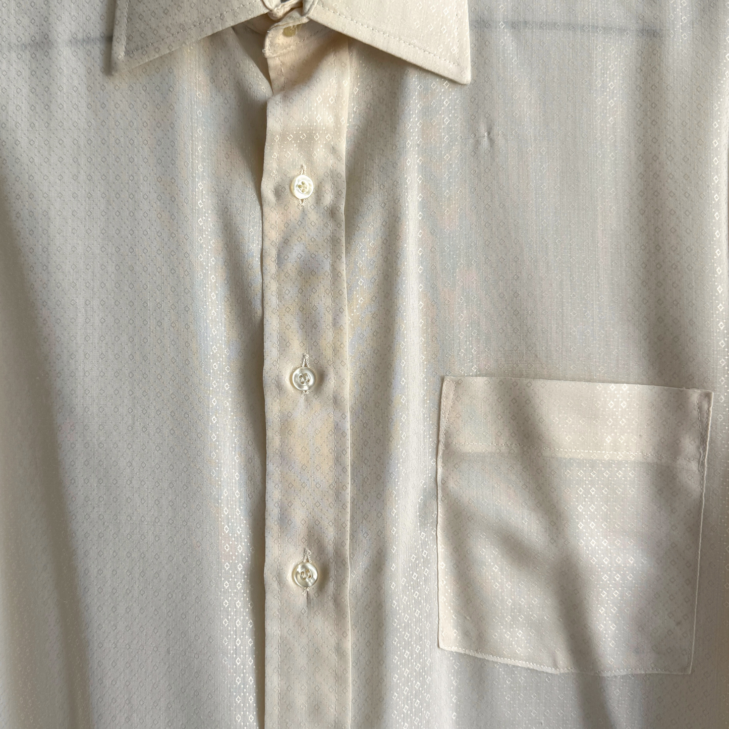1970s Light Yellow Monogram Print Sport Shirt