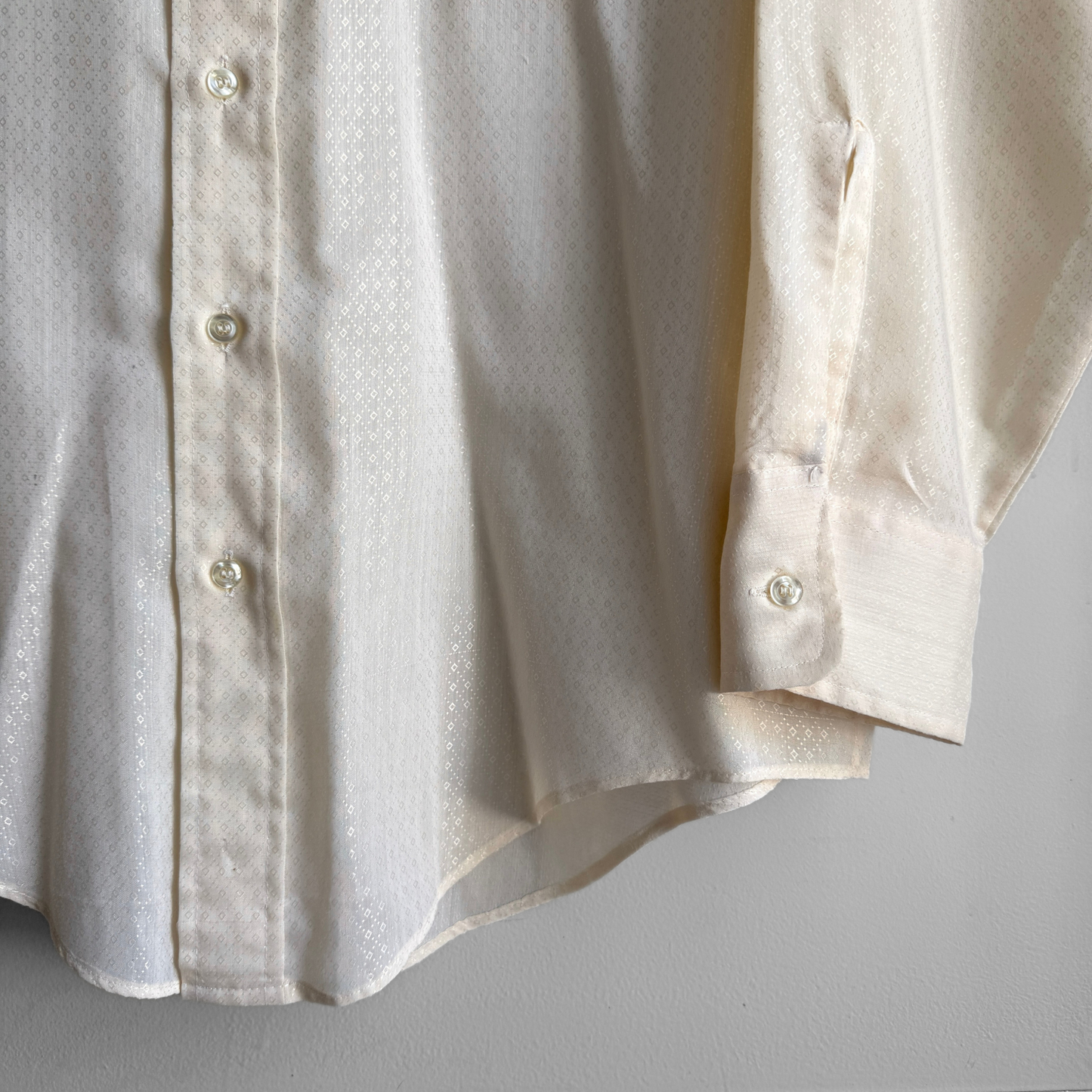1970s Light Yellow Monogram Print Sport Shirt