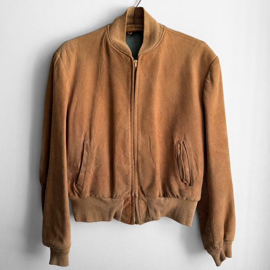 1950s Brown Suede Leather Bomber Jacket