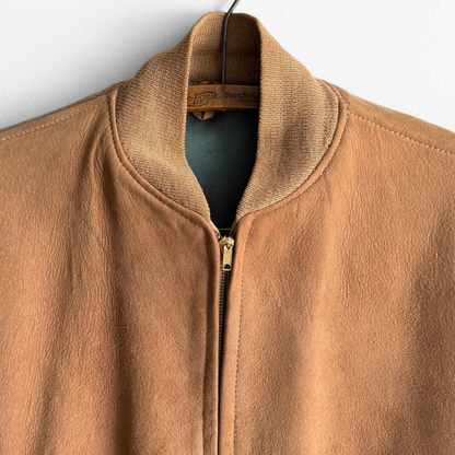 1950s Brown Suede Leather Bomber Jacket