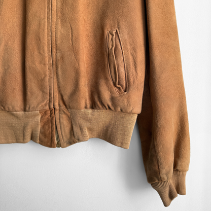 1950s Brown Suede Leather Bomber Jacket