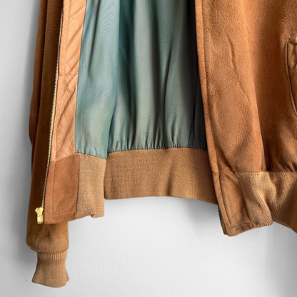 1950s Brown Suede Leather Bomber Jacket