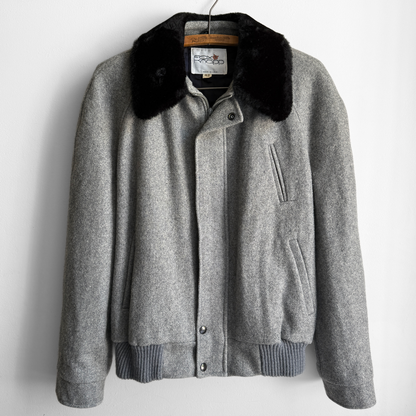1970s Grey Wool Bomber Jacket