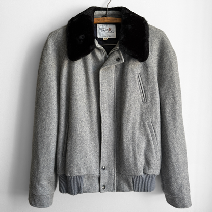 1970s Grey Wool Bomber Jacket
