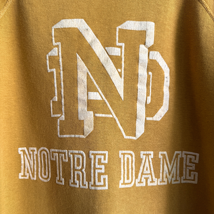 1960s Notre Dame Yellow Flock Print Sweatshirt