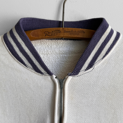 1960s Sharples Stags White Zip Up Sweatshirt