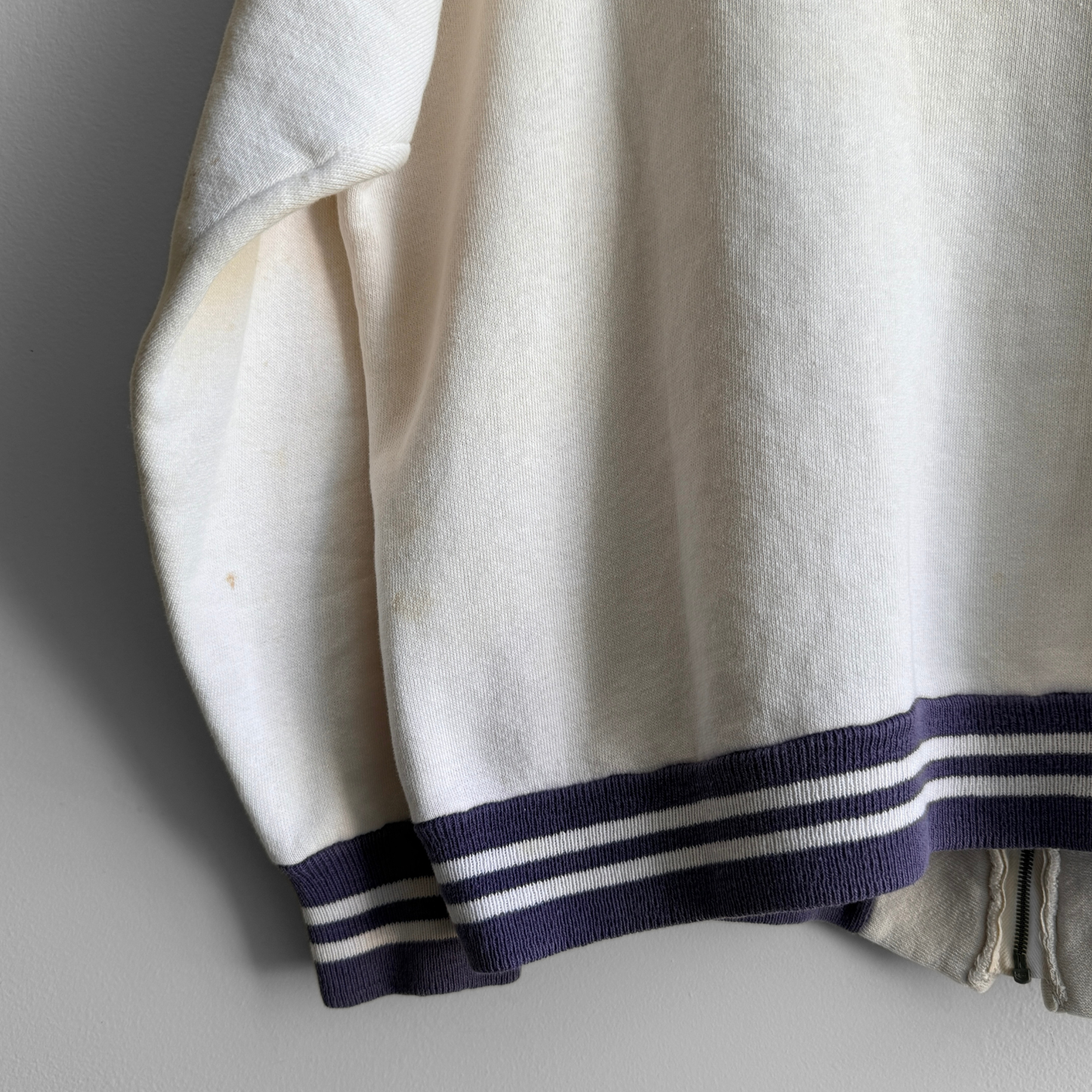 1960s Sharples Stags White Zip Up Sweatshirt