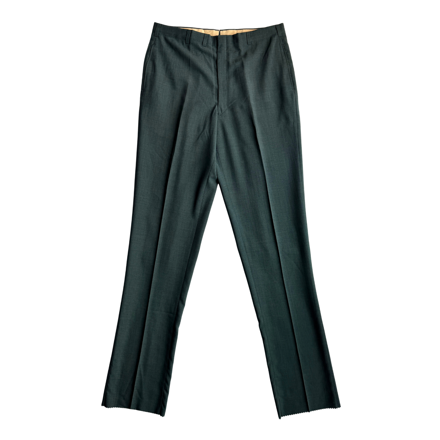 1960s Dark Green Sharkskin Dress Pants (35)