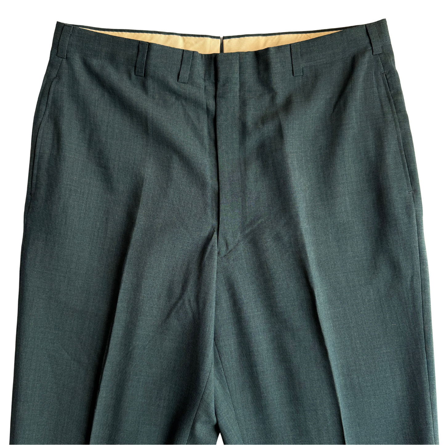 1960s Dark Green Sharkskin Dress Pants (35)