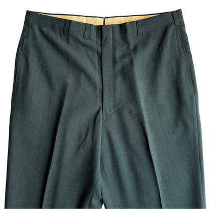 1960s Dark Green Sharkskin Dress Pants (35)