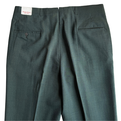 1960s Dark Green Sharkskin Dress Pants (35)