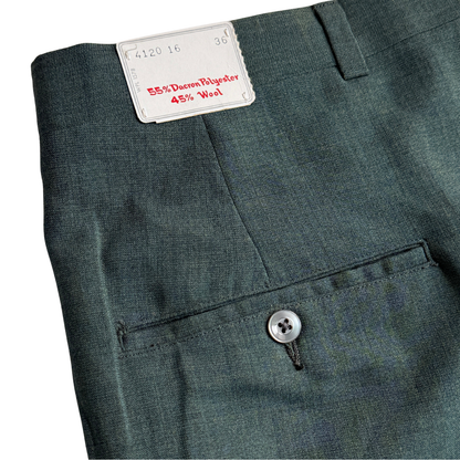 1960s Dark Green Sharkskin Dress Pants (35)