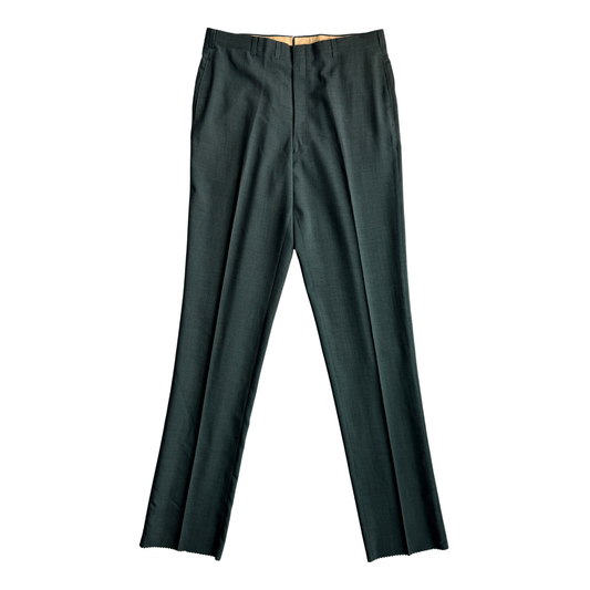 1960s Dark Green Sharkskin Dress Pants (34)