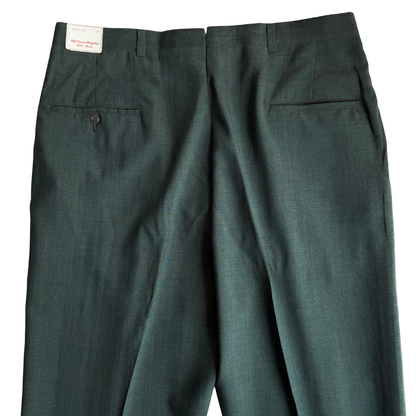 1960s Dark Green Sharkskin Dress Pants (34)