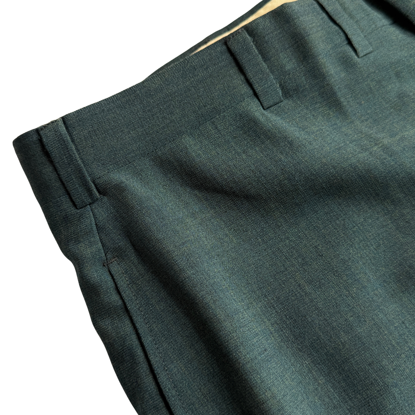 1960s Dark Green Sharkskin Dress Pants (34)