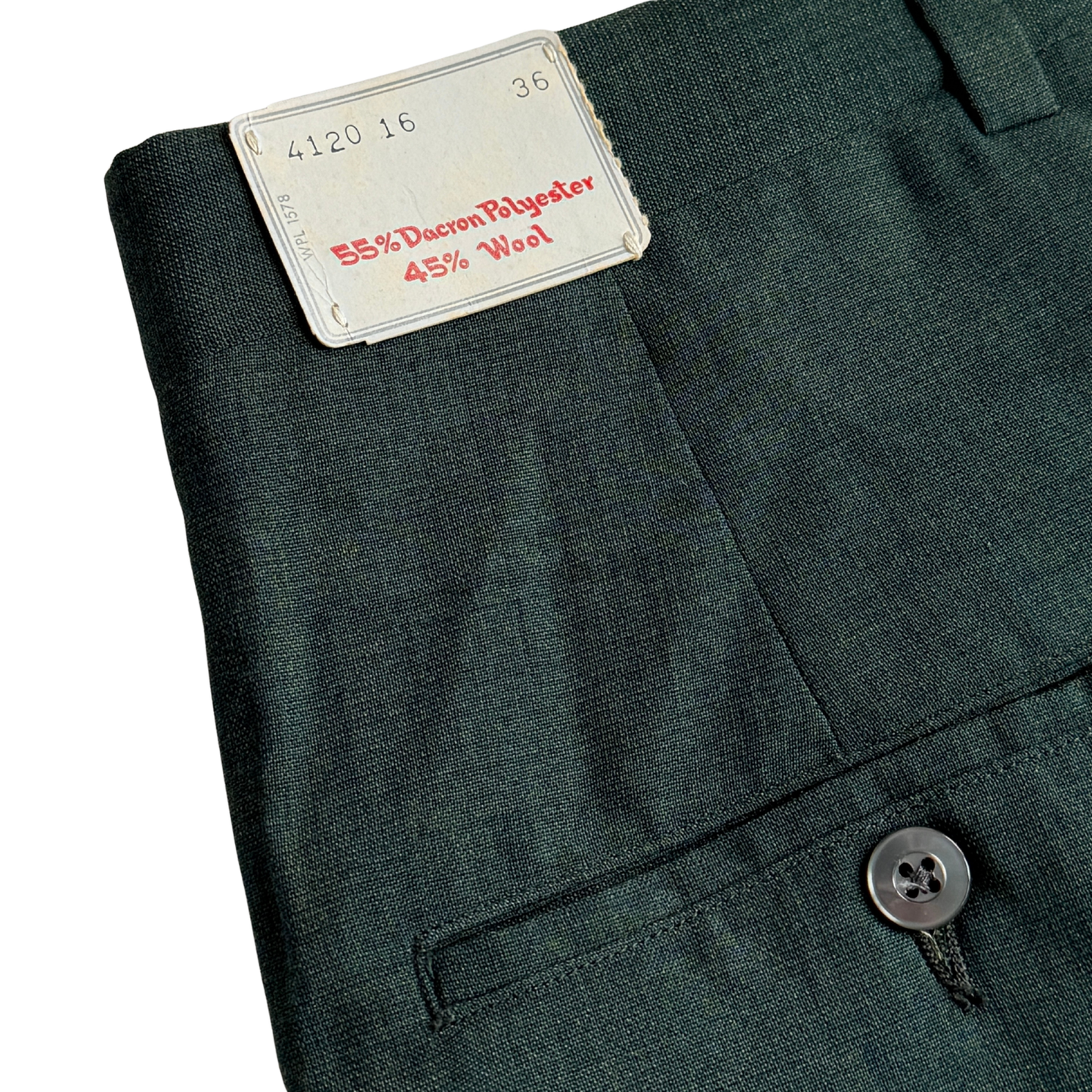 1960s Dark Green Sharkskin Dress Pants (34)