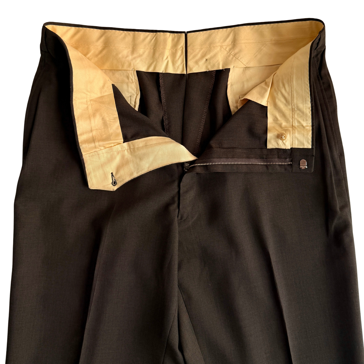 1960s Dark Brown Sharkskin Dress Pants (36)