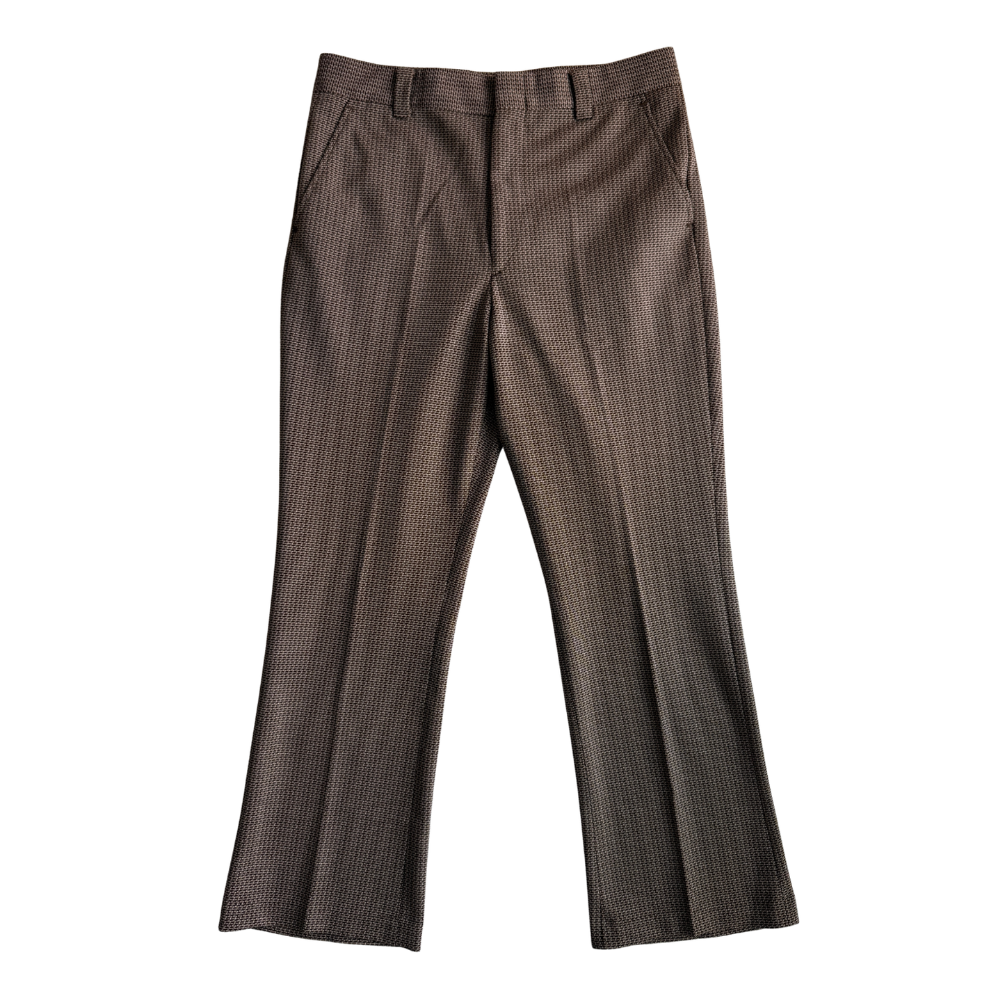 1970s Dark Brown Geometric Mod Pants (32)