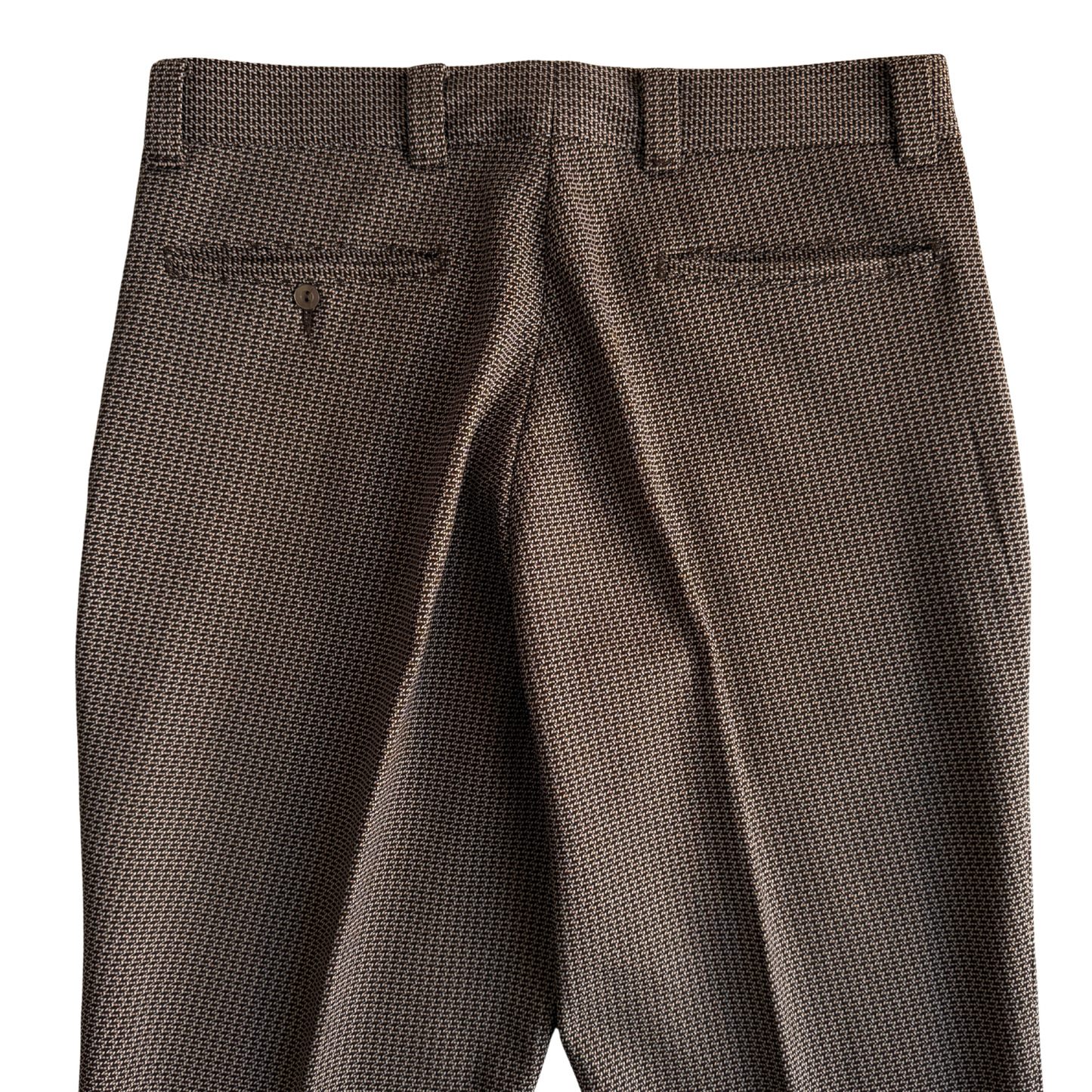 1970s Dark Brown Geometric Mod Pants (32)