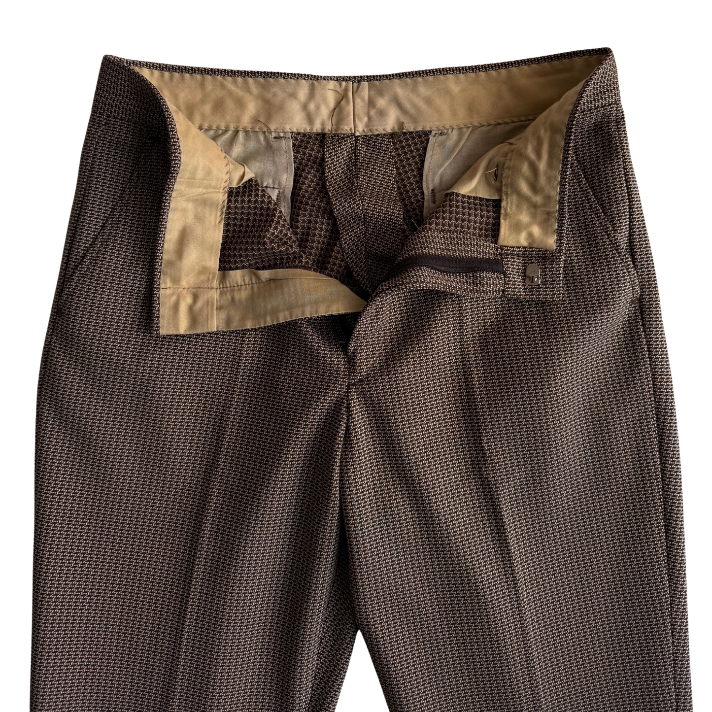 1970s Dark Brown Geometric Mod Pants (32)