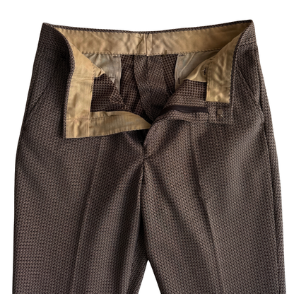 1970s Dark Brown Geometric Mod Pants (32)