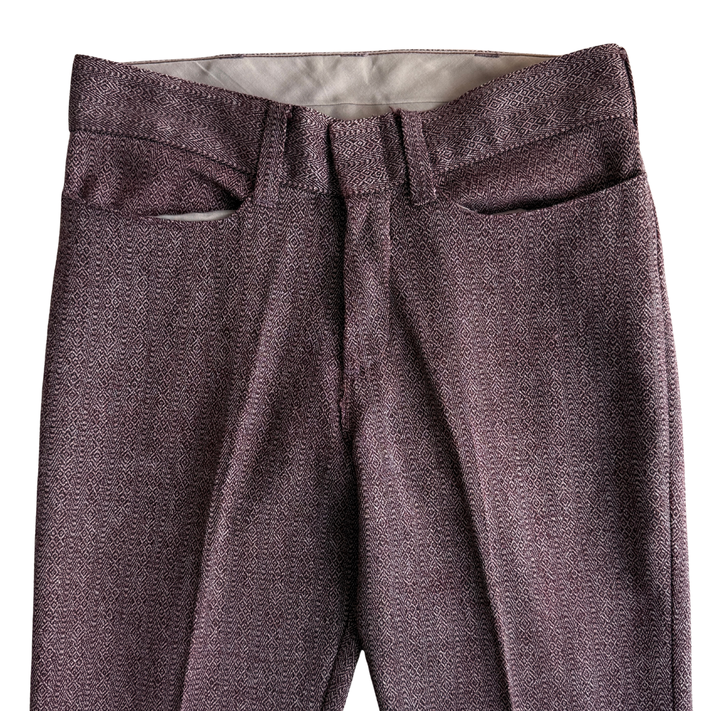 1970s Burgundy Geometric Mod Pants (31)