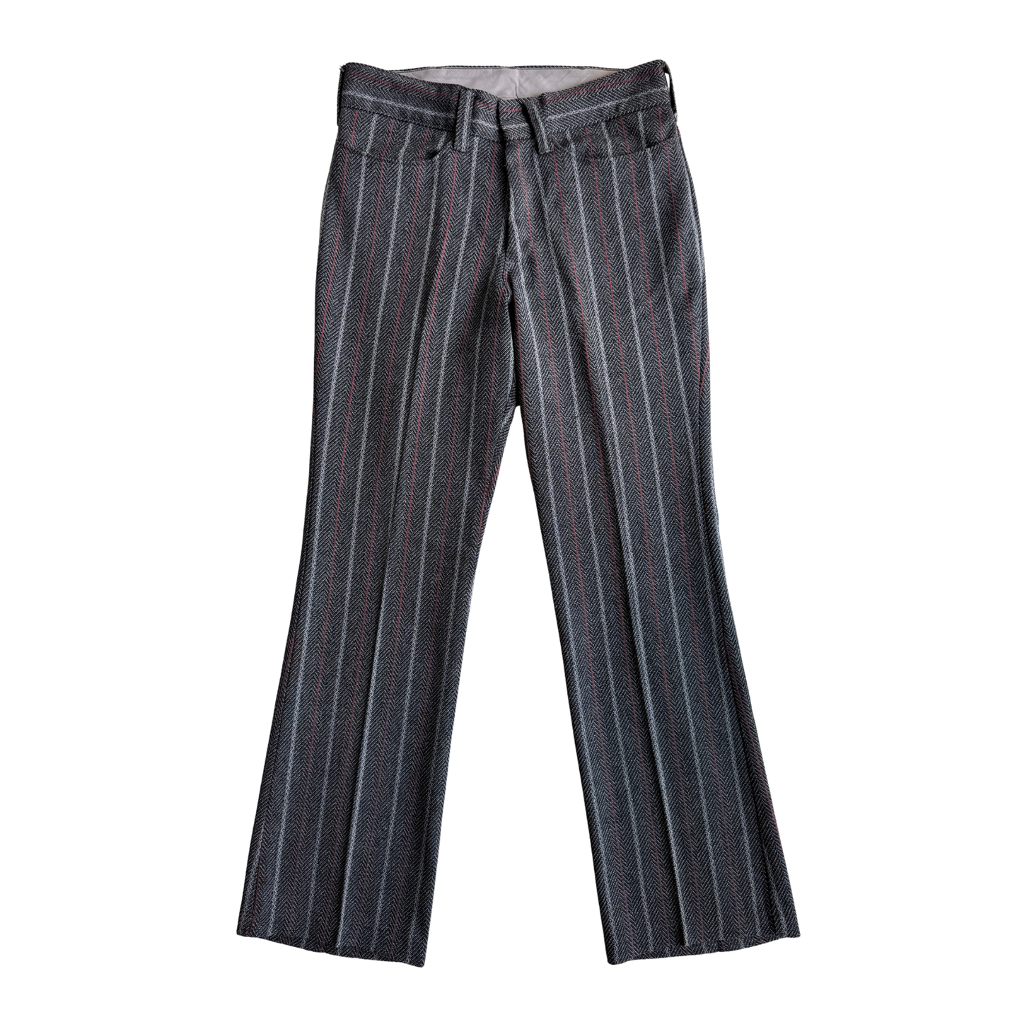 1970s Dark Grey Striped Mod Pants (30)