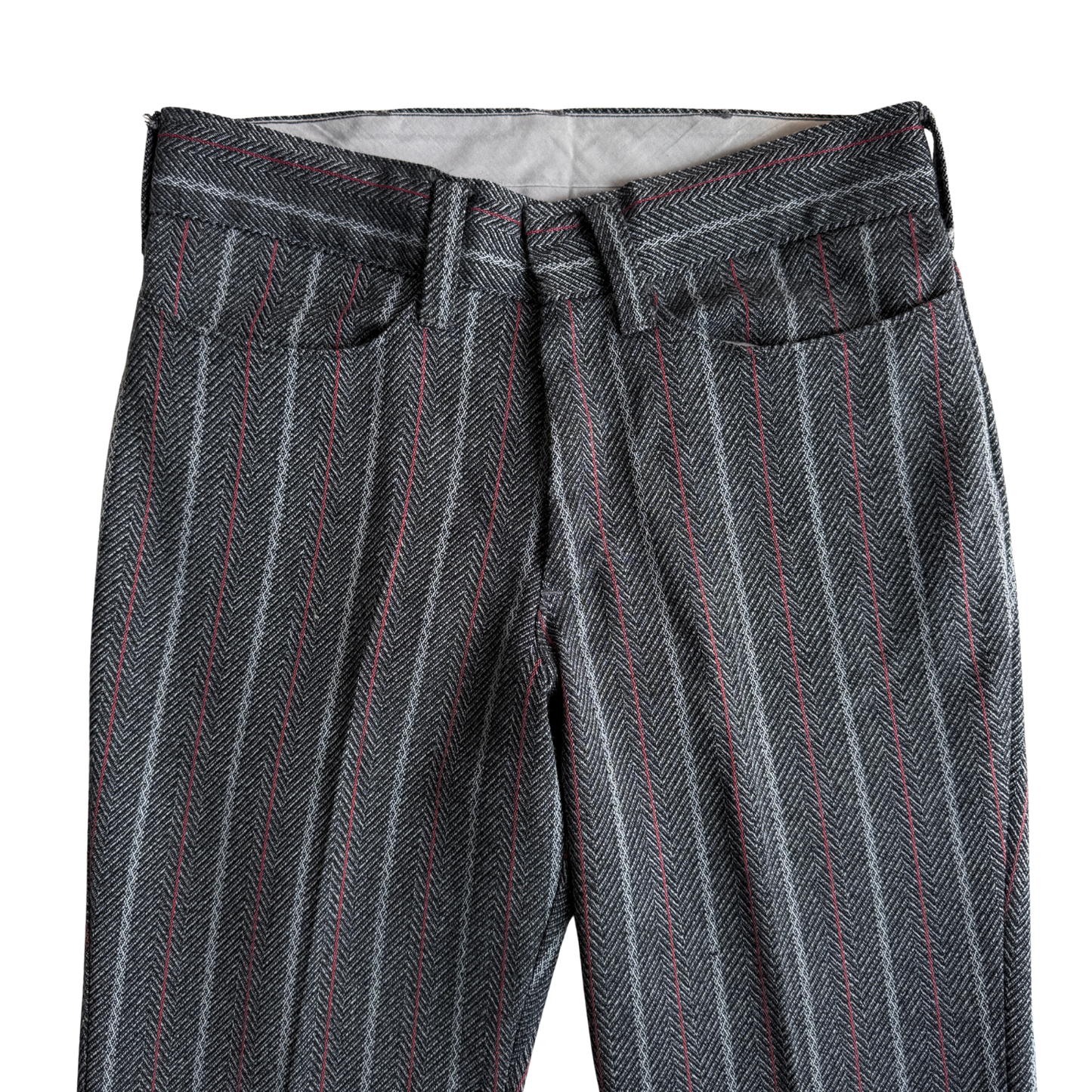 1970s Dark Grey Striped Mod Pants (30)