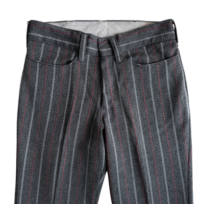 1970s Dark Grey Striped Mod Pants (30)