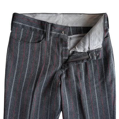 1970s Dark Grey Striped Mod Pants (30)