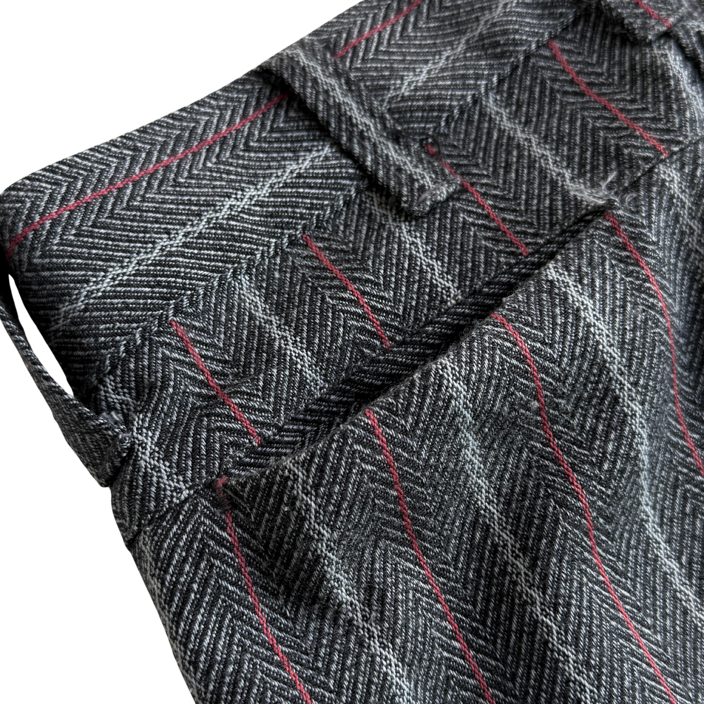 1970s Dark Grey Striped Mod Pants (30)
