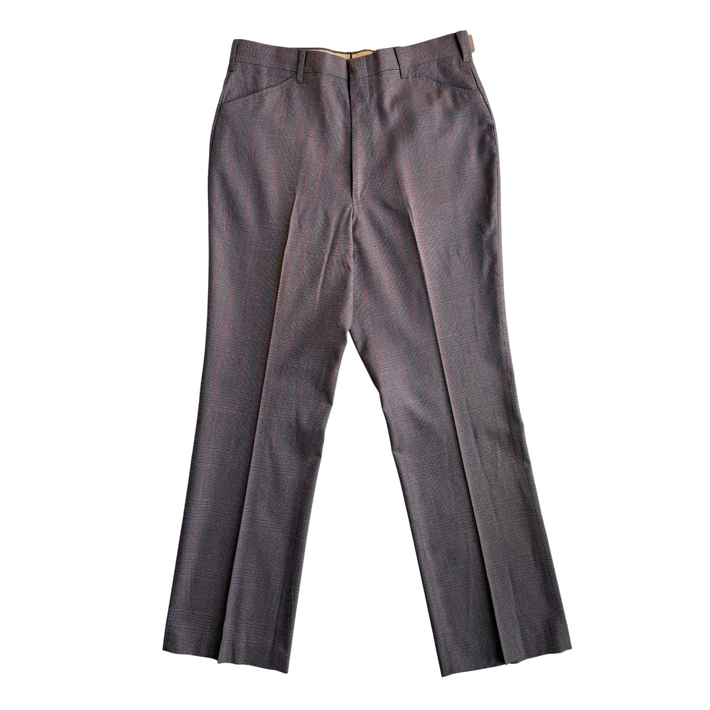 1970s Grey Glen Check Flair Pants (34)
