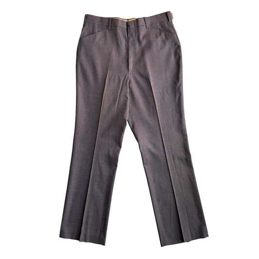 1970s Grey Glen Check Flair Pants (34)