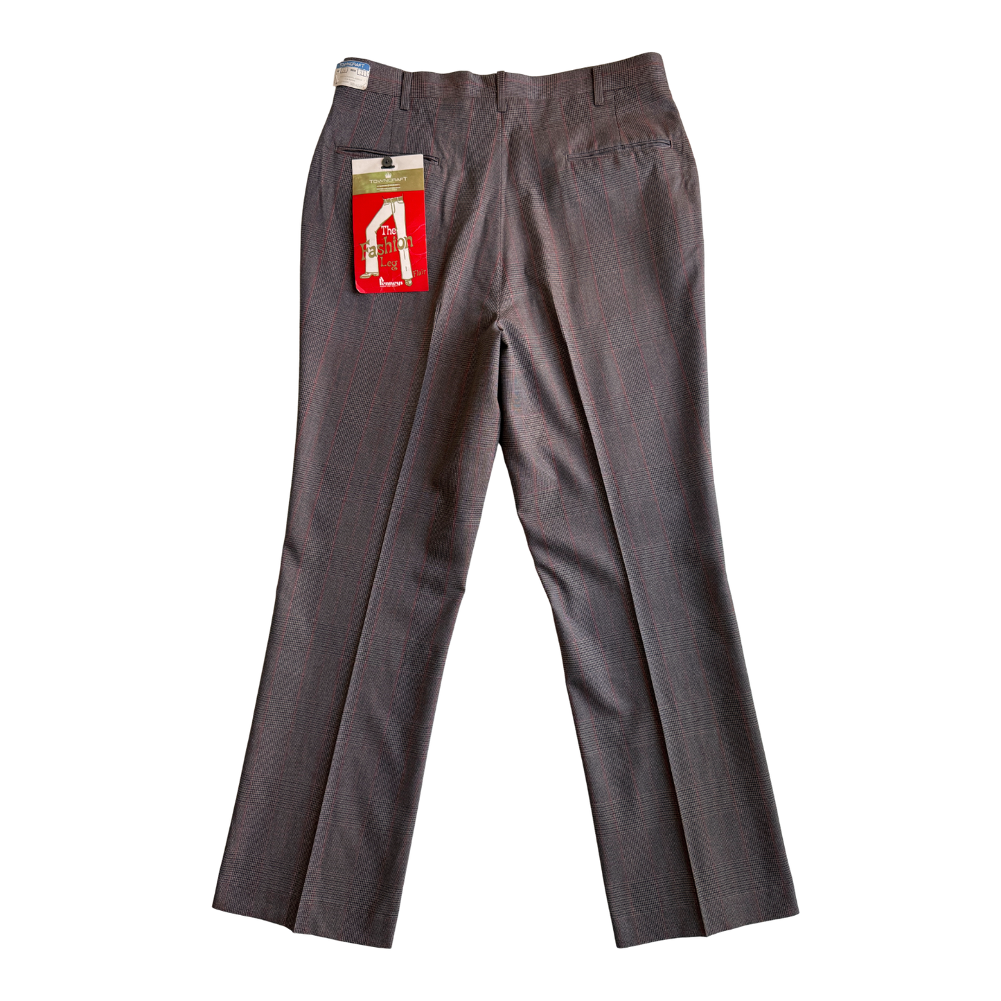1970s Grey Glen Check Flair Pants (34)