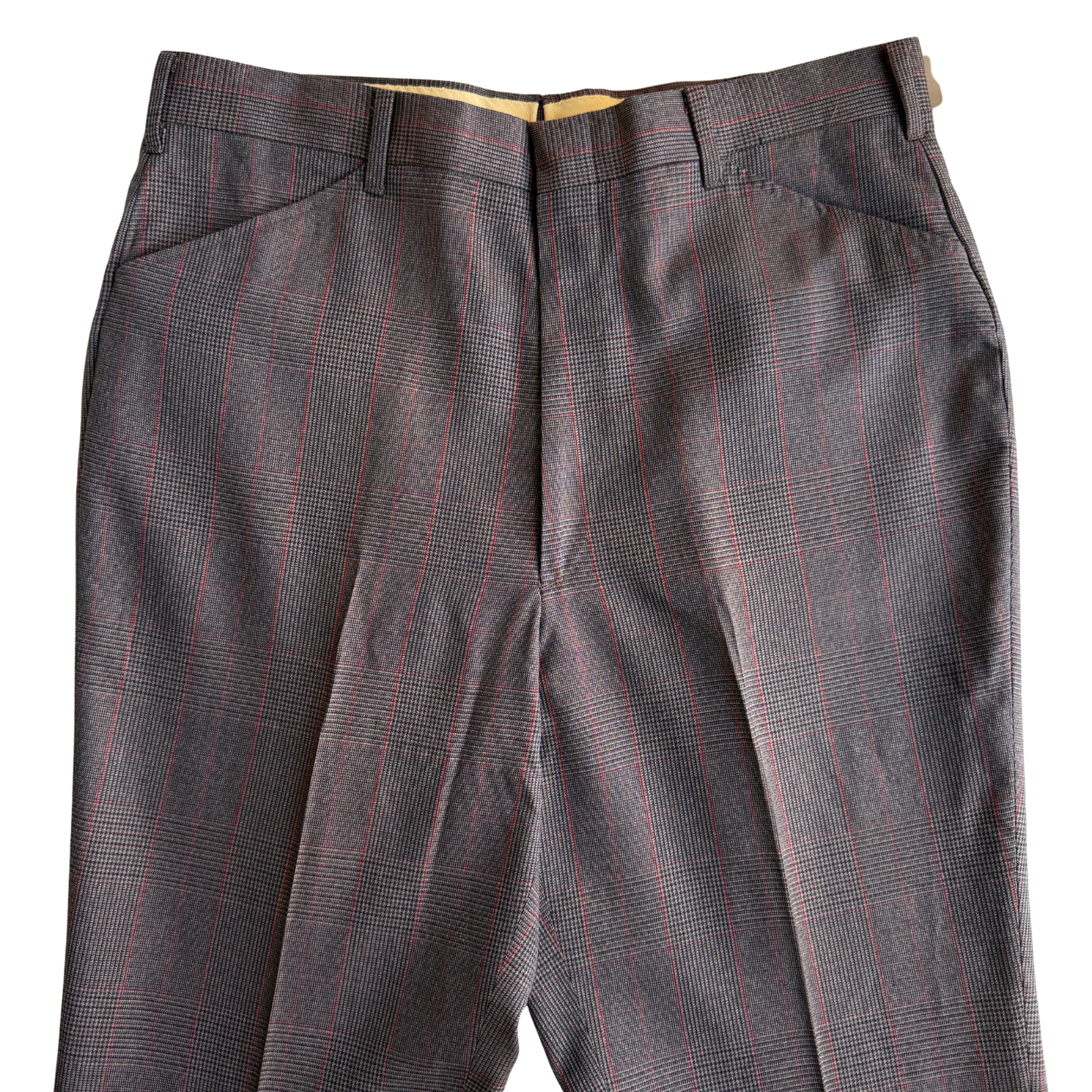 1970s Grey Glen Check Flair Pants (34)