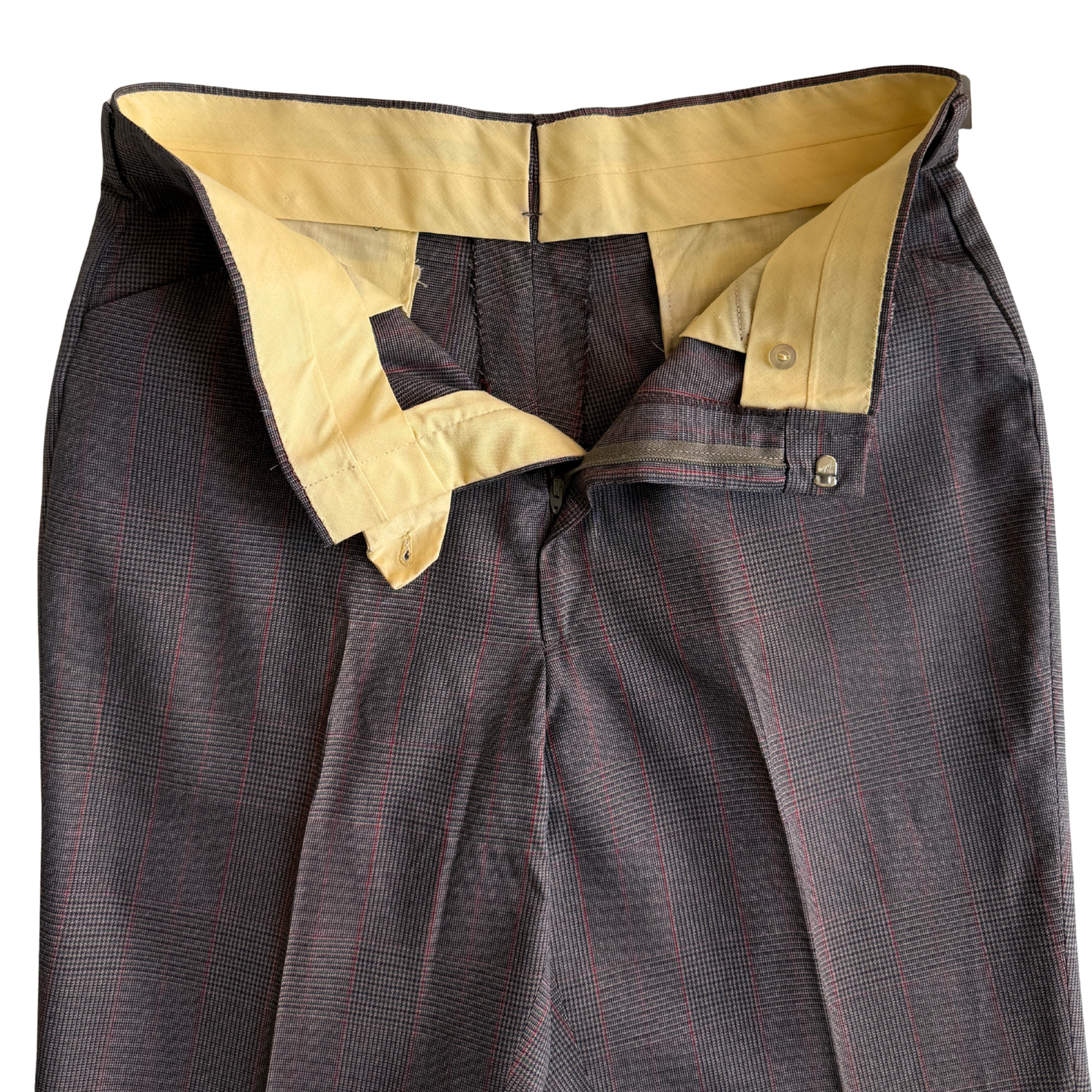 1970s Grey Glen Check Flair Pants (34)