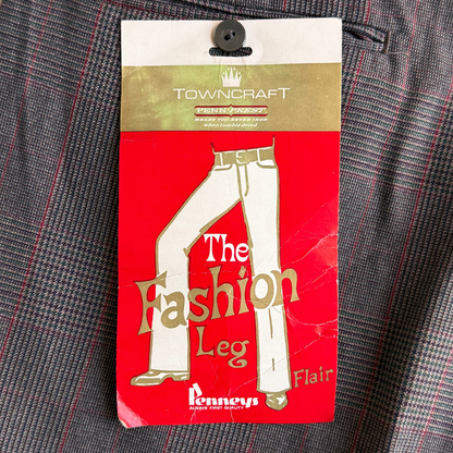 1970s Grey Glen Check Flair Pants (34)