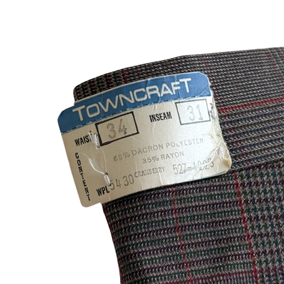 1970s Grey Glen Check Flair Pants (34)