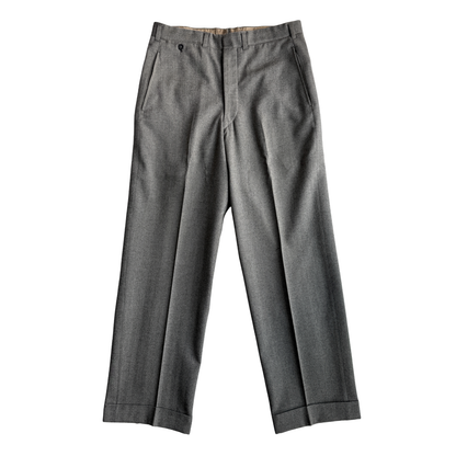 1950s Grey Herringbone Wool Dress Pants (31)
