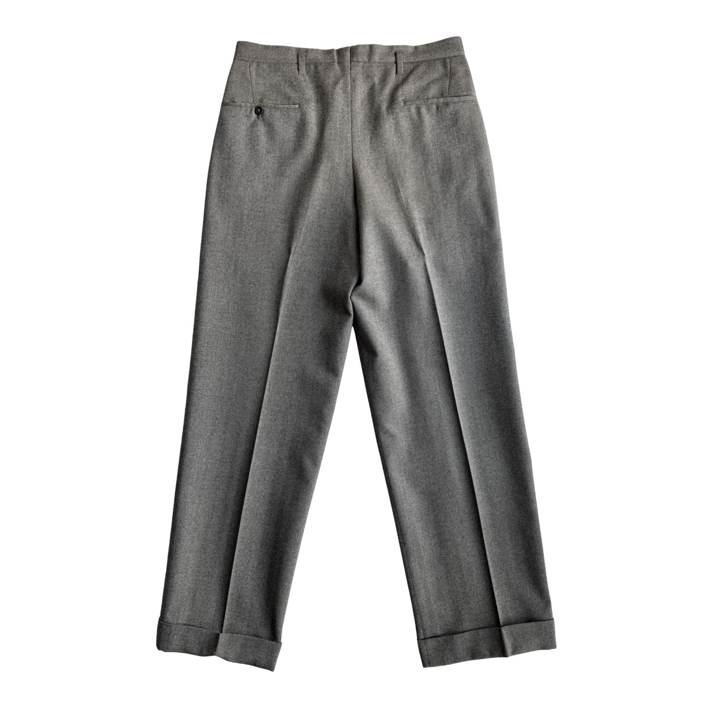 1950s Grey Herringbone Wool Dress Pants (31)