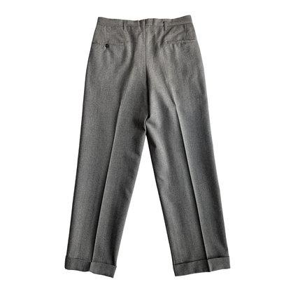 1950s Grey Herringbone Wool Dress Pants (31)