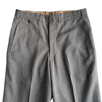1950s Grey Herringbone Wool Dress Pants (31)