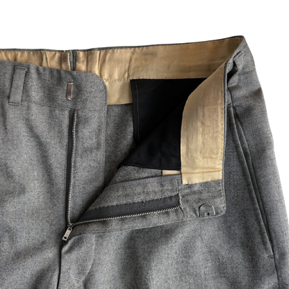 1950s Grey Herringbone Wool Dress Pants (31)