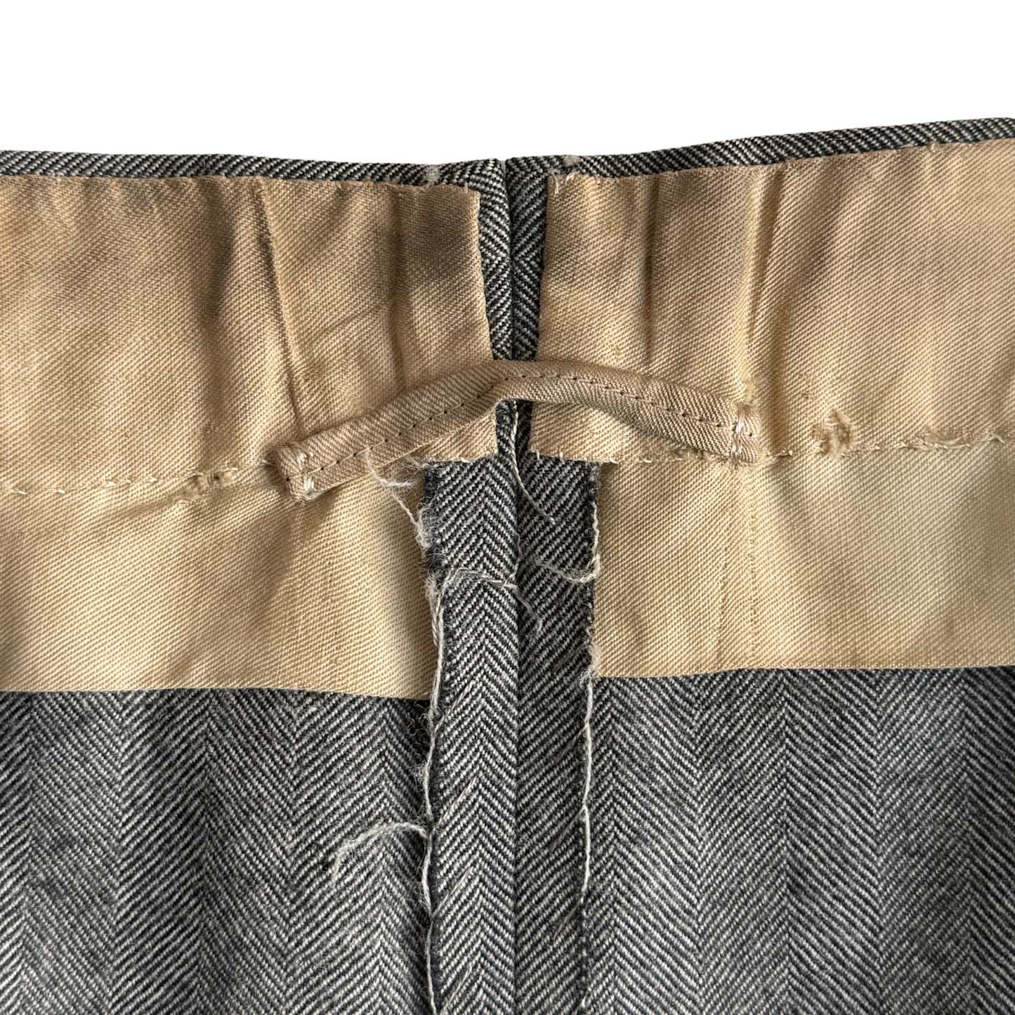 1950s Grey Herringbone Wool Dress Pants (31)