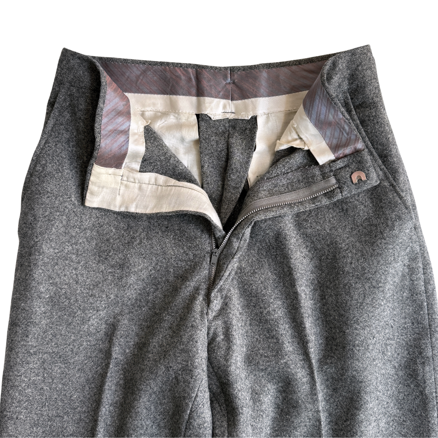 1950s Dark Grey Speckled Wool Dress Pants (30)