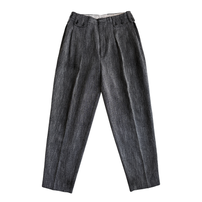 1980s Dark Grey Speckled Pleated Dress Pants (31)